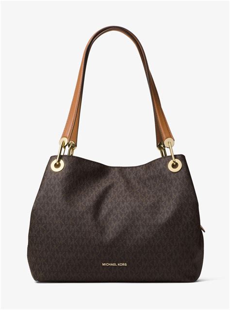 michael kors raven cognac|Raven Logo Shoulder Bag .